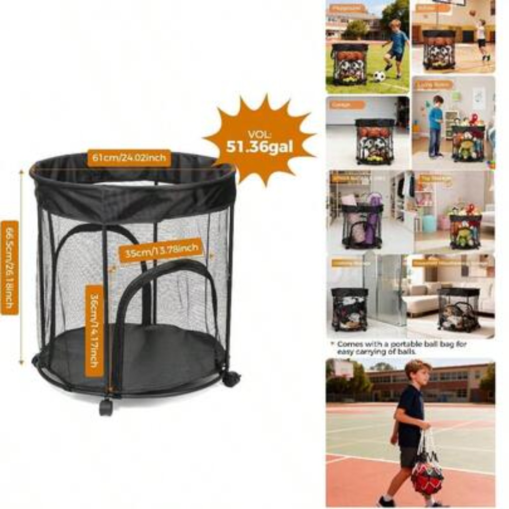 51.36 Gallon Ball Storage Cart - Sports Equipment Cart On Wheels review and price